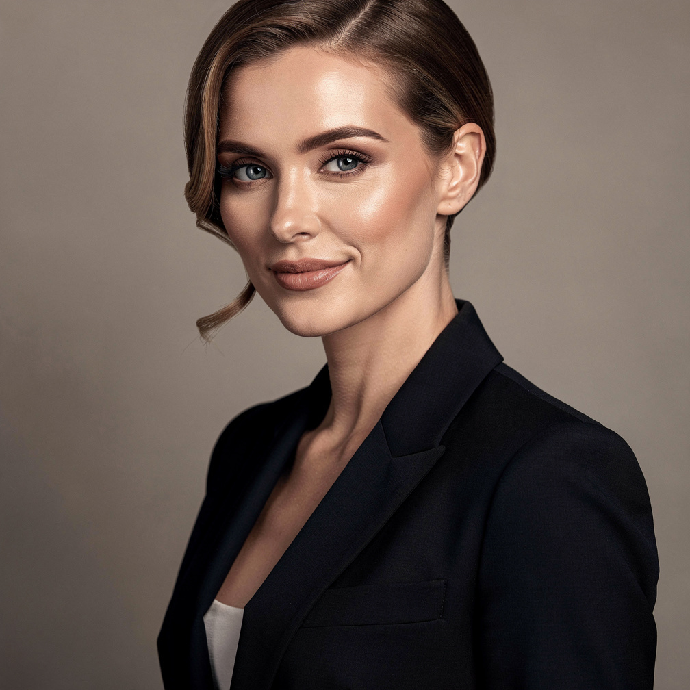 Studio portrait of an elegant European actress in dramatic lighting